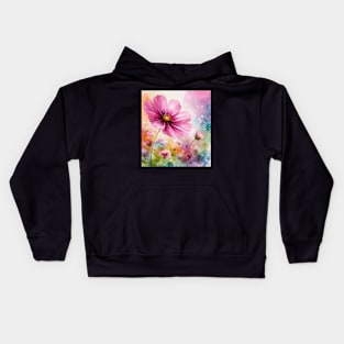 Pink Cosmos Flower Kids Hoodie